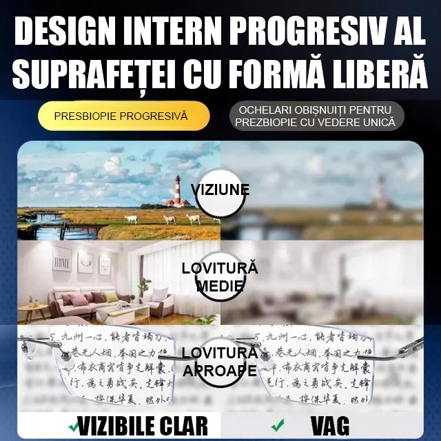 Ochelari de presbiopie fotocromatici cu protecție împotriva luminii albastre