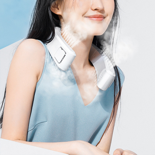 半導体冷凍吊り首ファンは複数の空気出口を囲みます 4000 mAh もつれのないブレードレス電動ファン