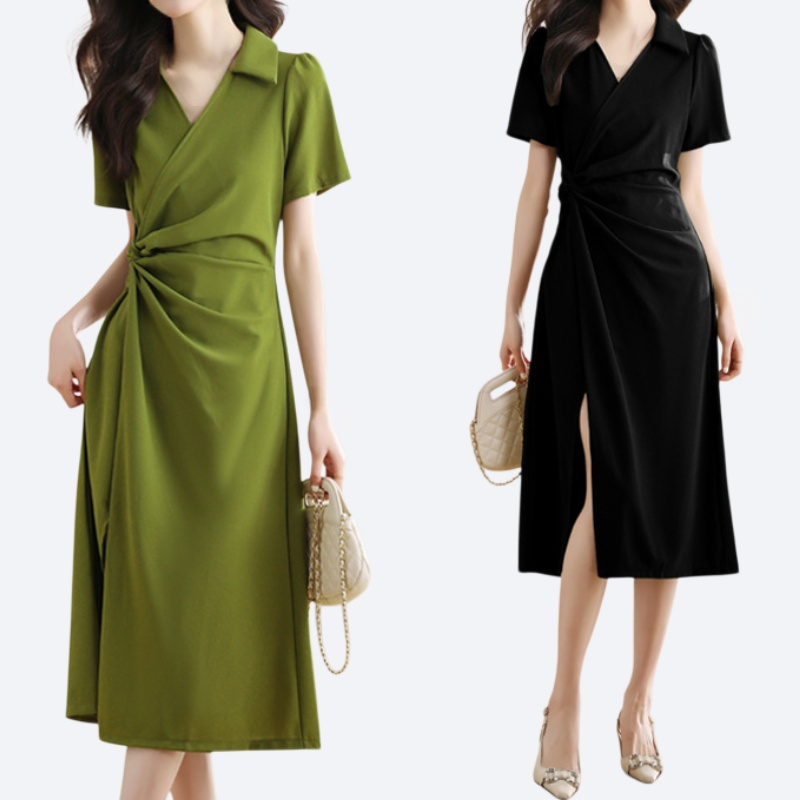 프랑스식 허리를 걷고 배를 가려 날씬해 보이는 원피스