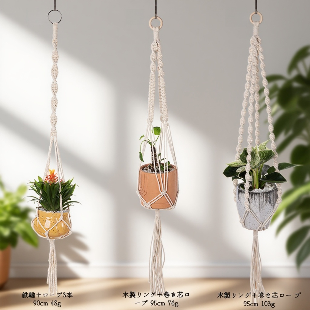 おしゃれな壁掛けハンギングバスケットに植物を飾る様子