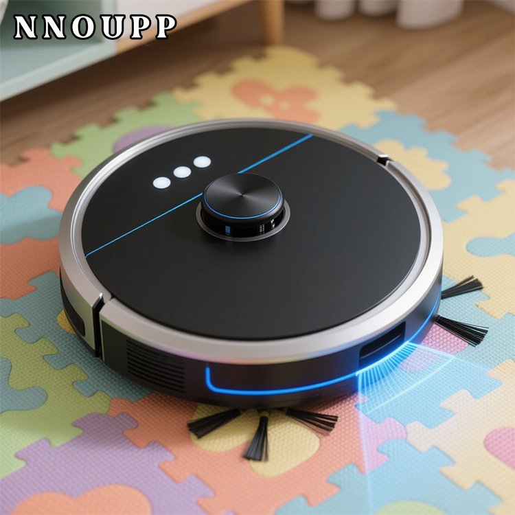 Intelligenter Roboterstaubsauger auf Parkettboden