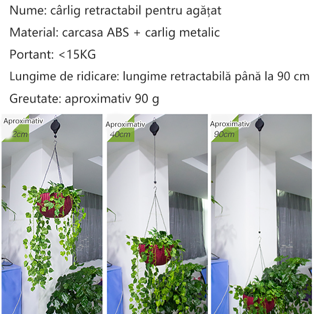 Cârlig de ridicare retractabil Cârlig pentru ghiveci