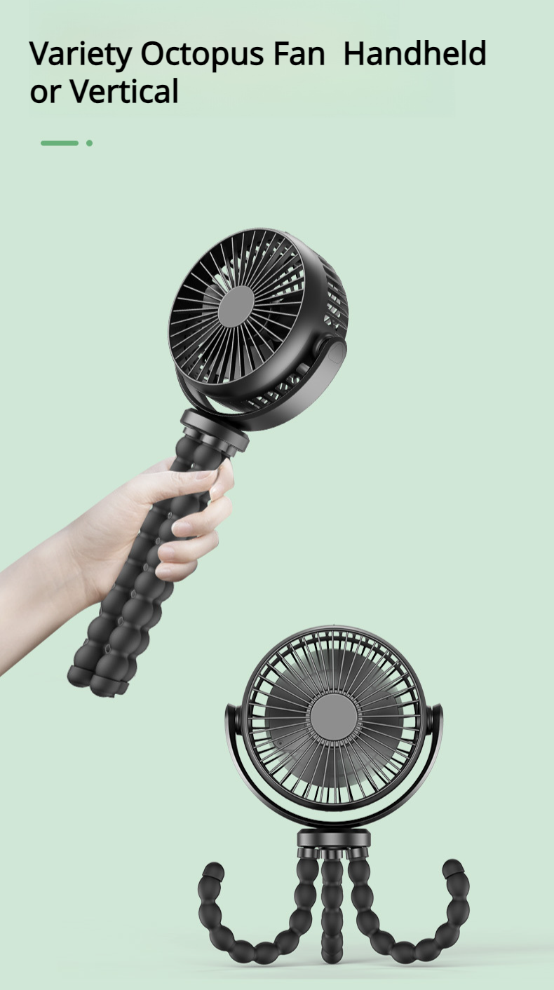 Desktop Fan Long Life Universal Octopus Fan Lasts All Day Portable Outdoor Wind Mute