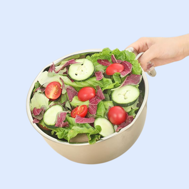 스테인리스 스틸 손잡이 실리콘 바닥 믹싱볼