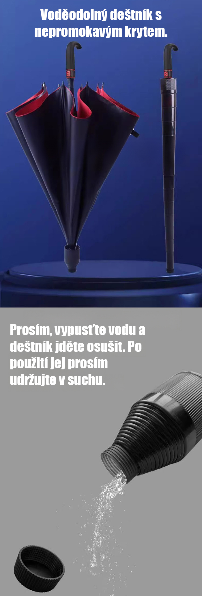 Deštník odolný proti silnému větru a dešti