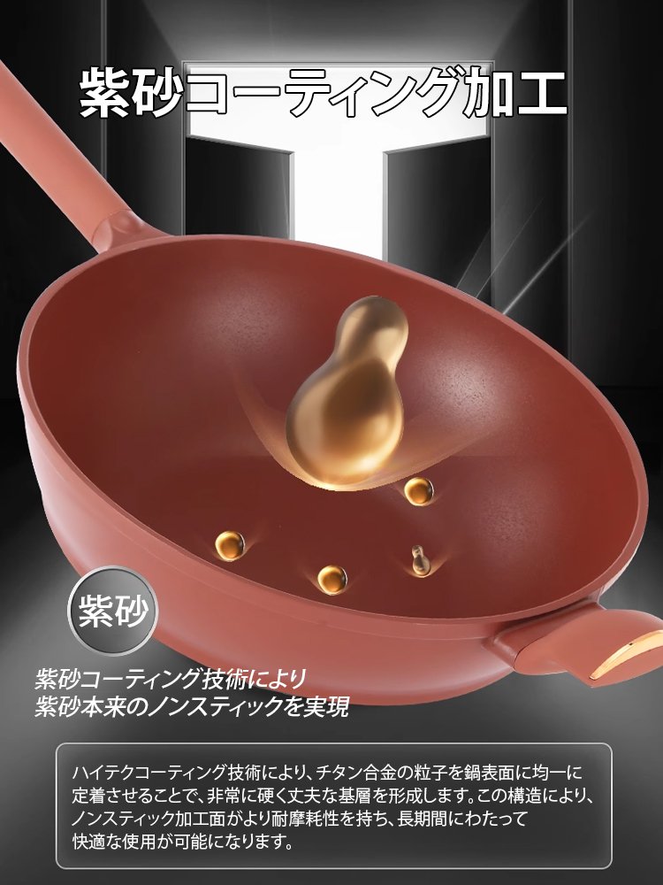 紫砂コーティングノンスティックフライパン