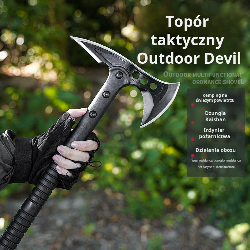Wielofunkcyjny topór taktyczny, nóż z toporem górskim, broń przetrwania do samoobrony na zewnątrz, d