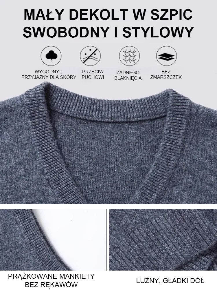 Bezrękawnik z dekoltem w serek, jednokolorowy, idealny do klimatyzowanych pomieszczeń