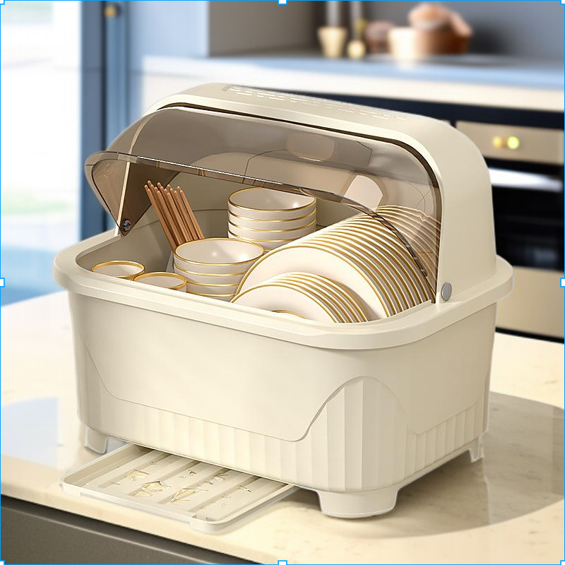 뚜껑이 있는 그릇 수저통 보관함 찬장 주방 가정 그릇 접시 보관 선반 기숙사 배수구 그릇 선반