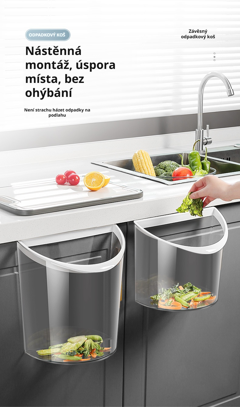 Nástěnný odpadkový koš v moderní kuchyni