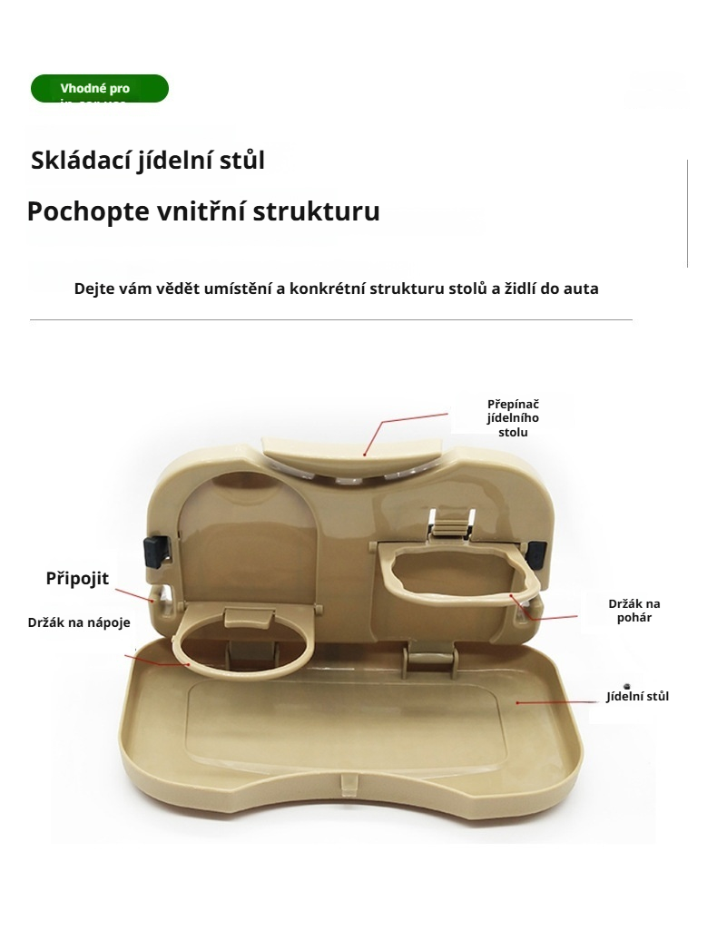 Skládací držák na nápoje na zadní straně autosedačky