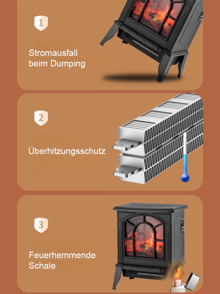 [1 kWh heizt 200㎡]3D-Fernbedienung mit realistischer Flammenheizung