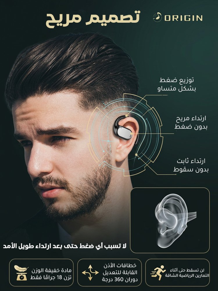 سماعة أذن معلقة على الأذن بمدة وضع استعداد 99 ساعة 