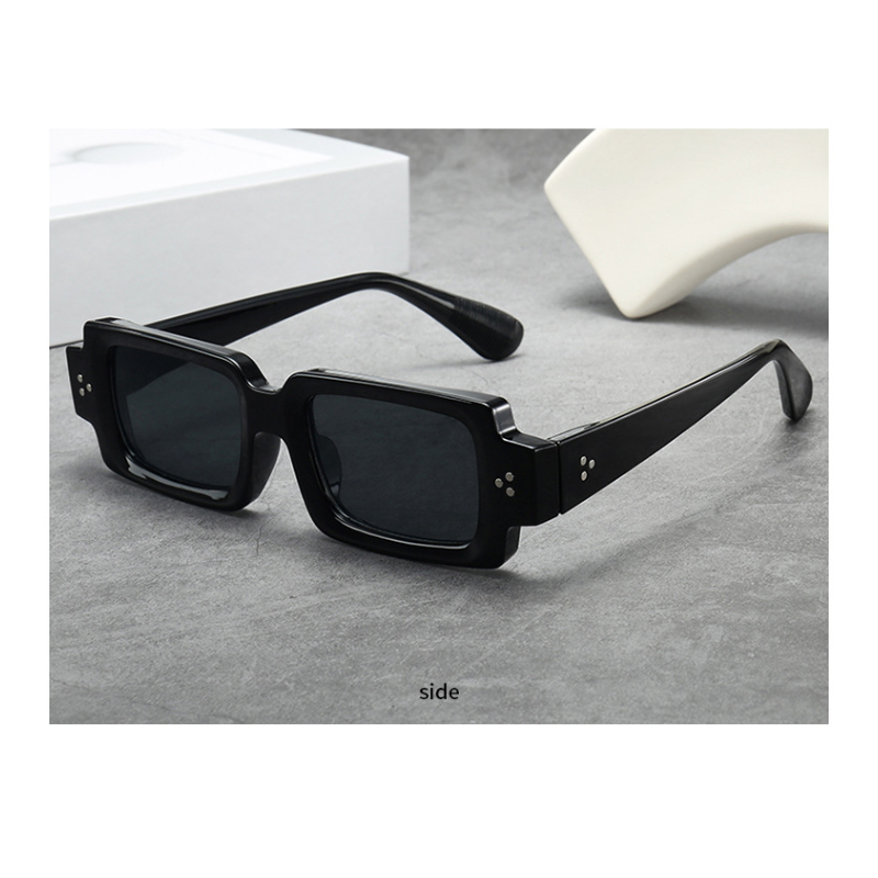 メンズ・サングラス スクエアリベットサンスクリーンサングラス 長方形サングラス