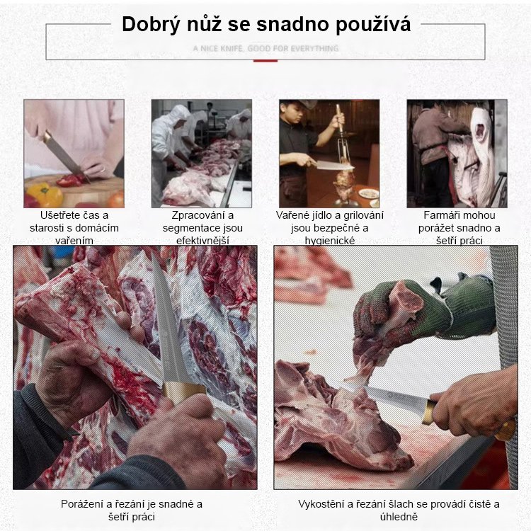 【Jedním řezem od kosti!】 Německý ostrý nůž snadno odděluje maso od kosti.