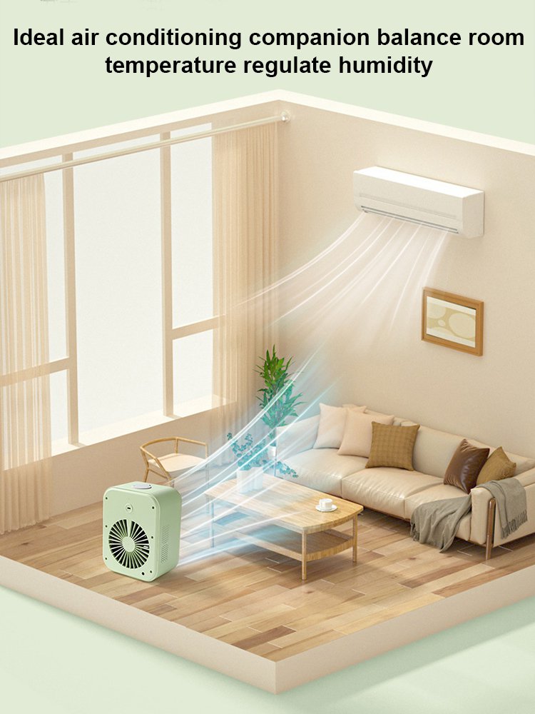 Portable air cooler with silent humidification