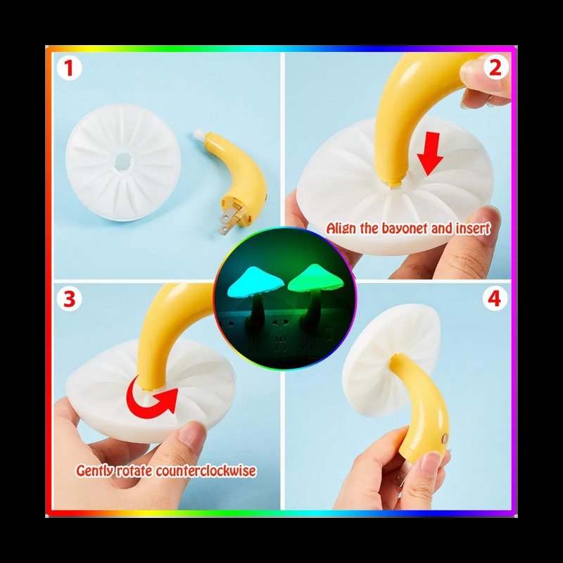 LED Night Lights Mushroom Shape Automatic Sensor Toilet Bedroom Decor Wall Lamps Light-control Senso