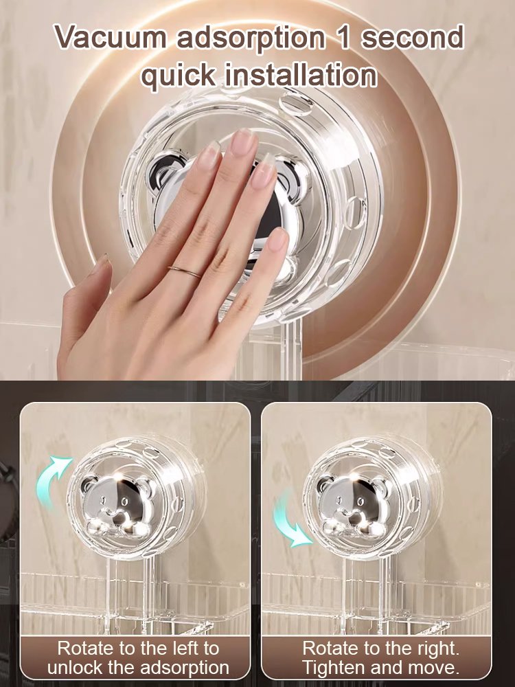 No-punch large suction cup bathroom cosmetic storage box