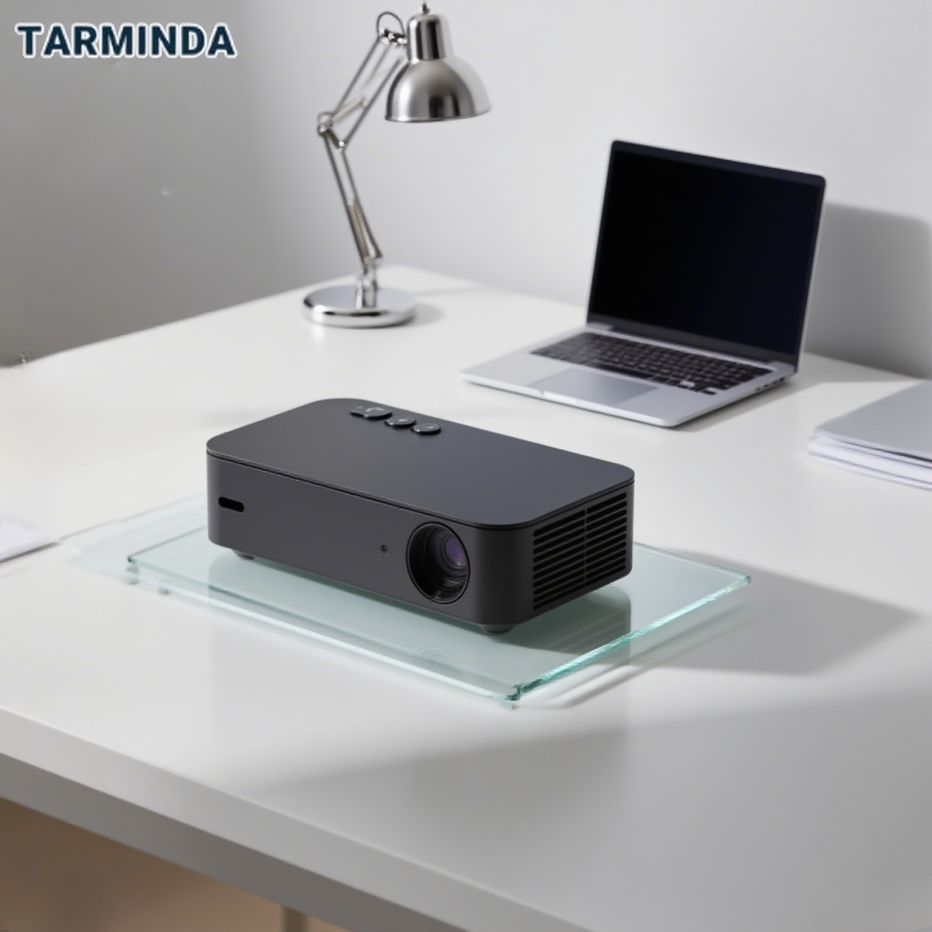 Mini proyector portátil con diseño compacto y elegante