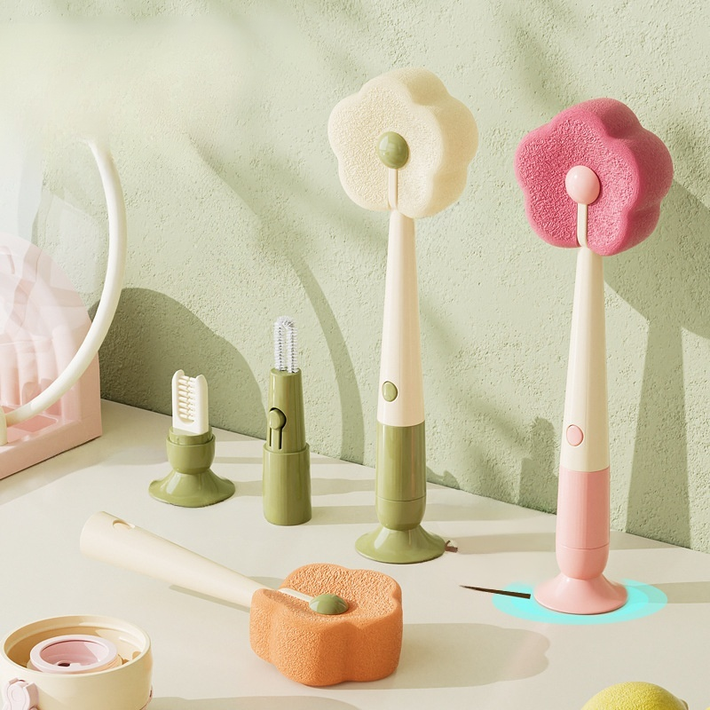 三合一吸盤花朵杯刷