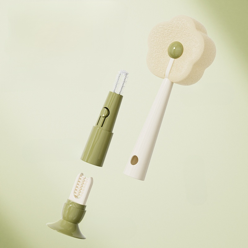 三合一吸盤花朵杯刷