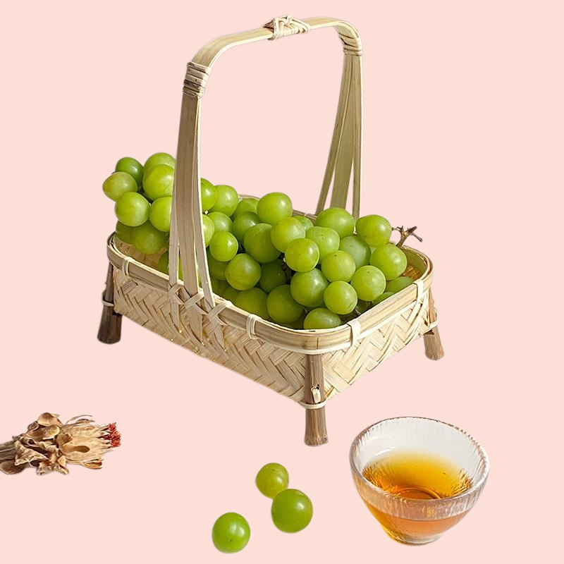 田園風手工竹編方形茶點水果乾零食收納籃