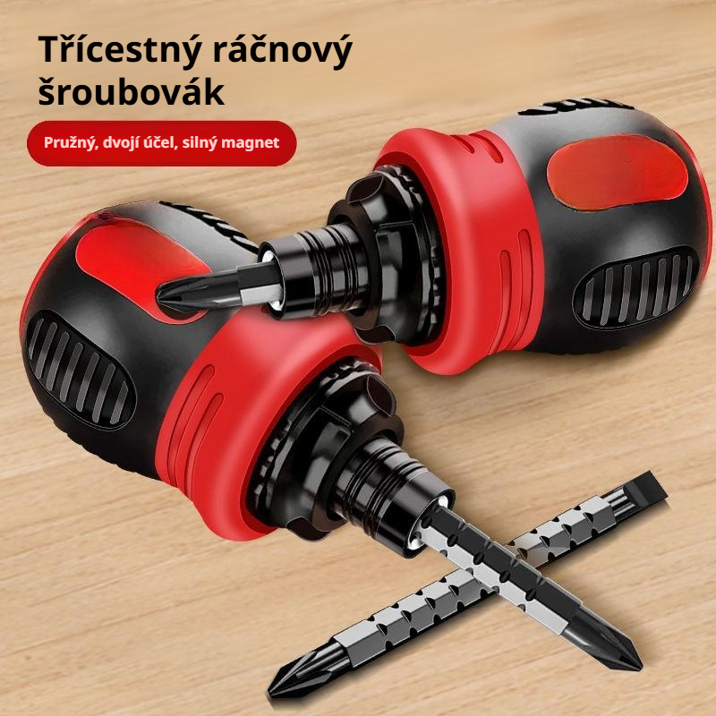 Flexibilní přenosný zasouvací šroubovák s magnetickým oboustranným šroubovákem