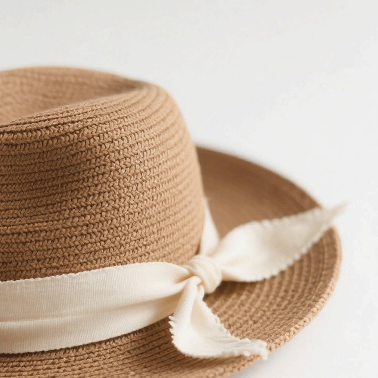 Lányka kézzel szőtt átlátszó szalmakalap széles karimával