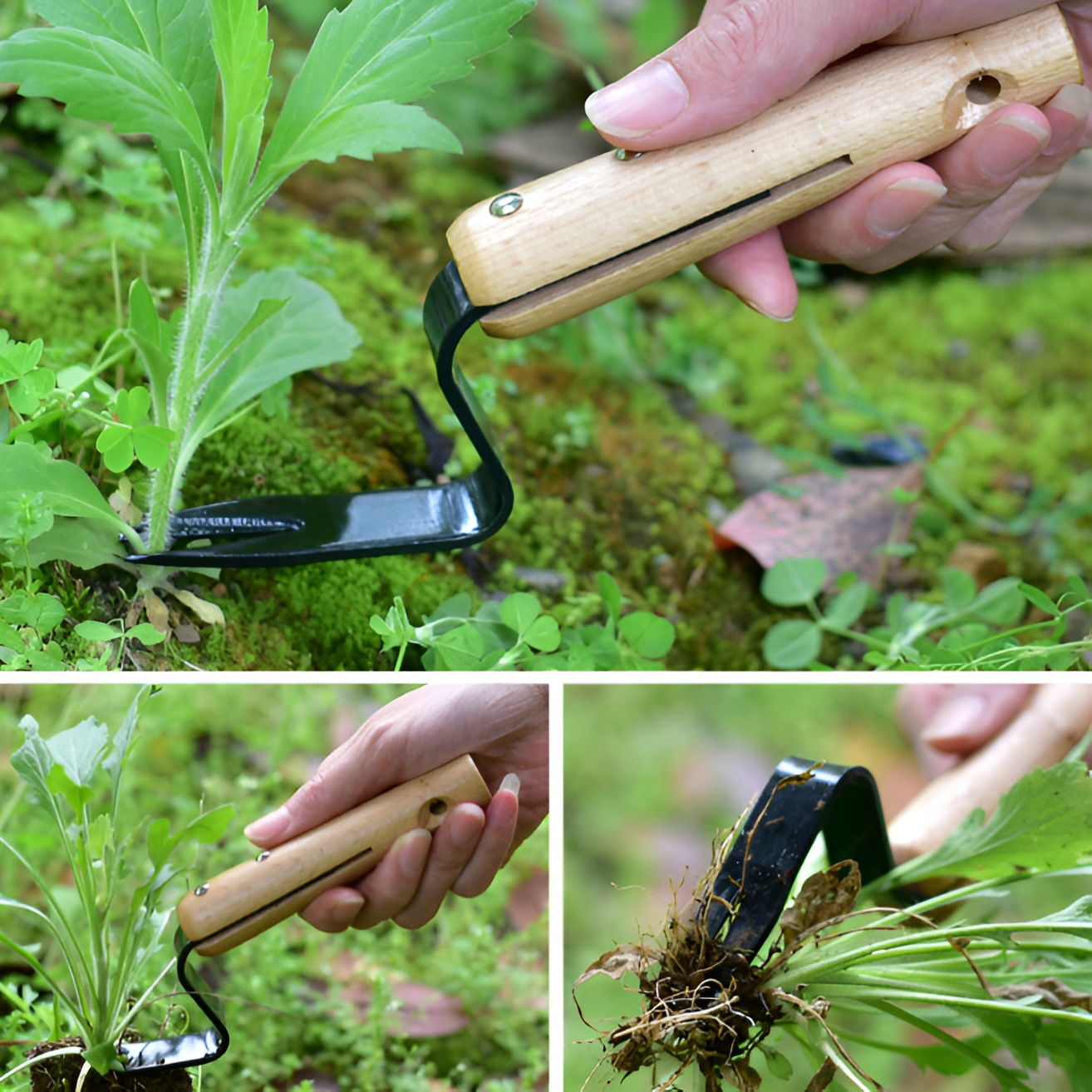 木製ハンドル、フルスチール製草引きフォーク