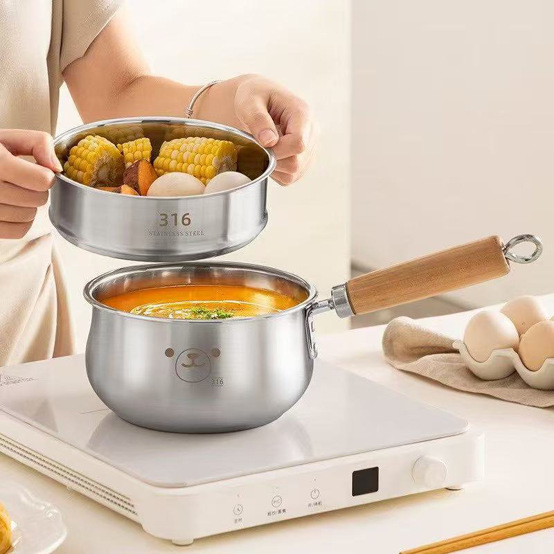 Garnek mleczny ze stali nierdzewnej dla dzieci