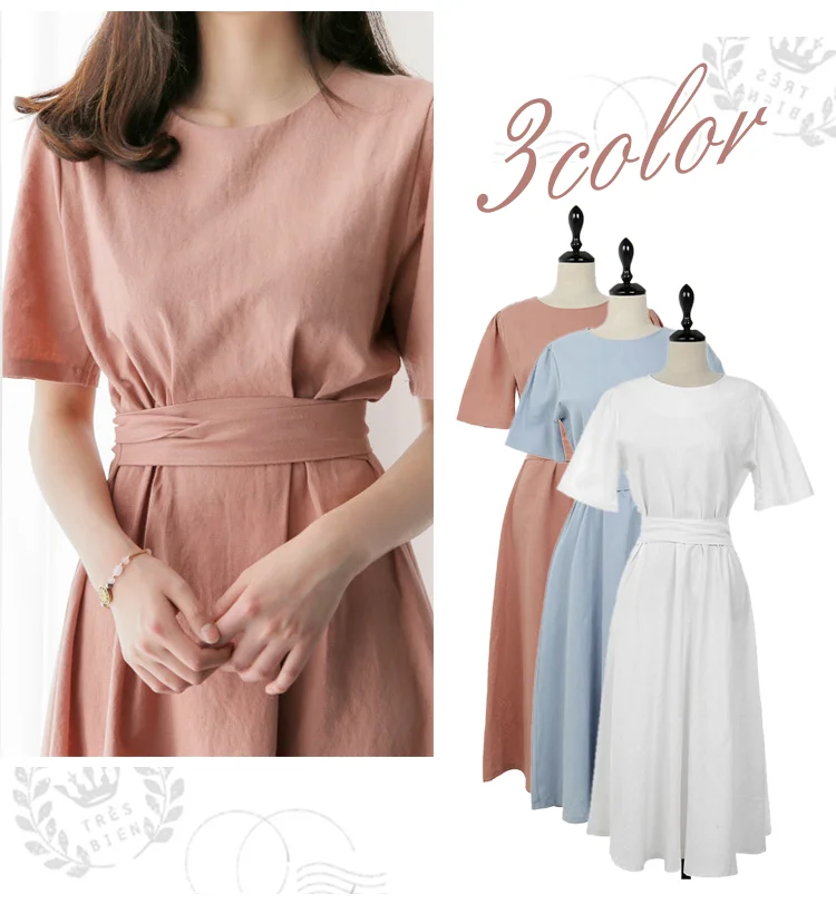 ナチュラル素材のワンピース詳細