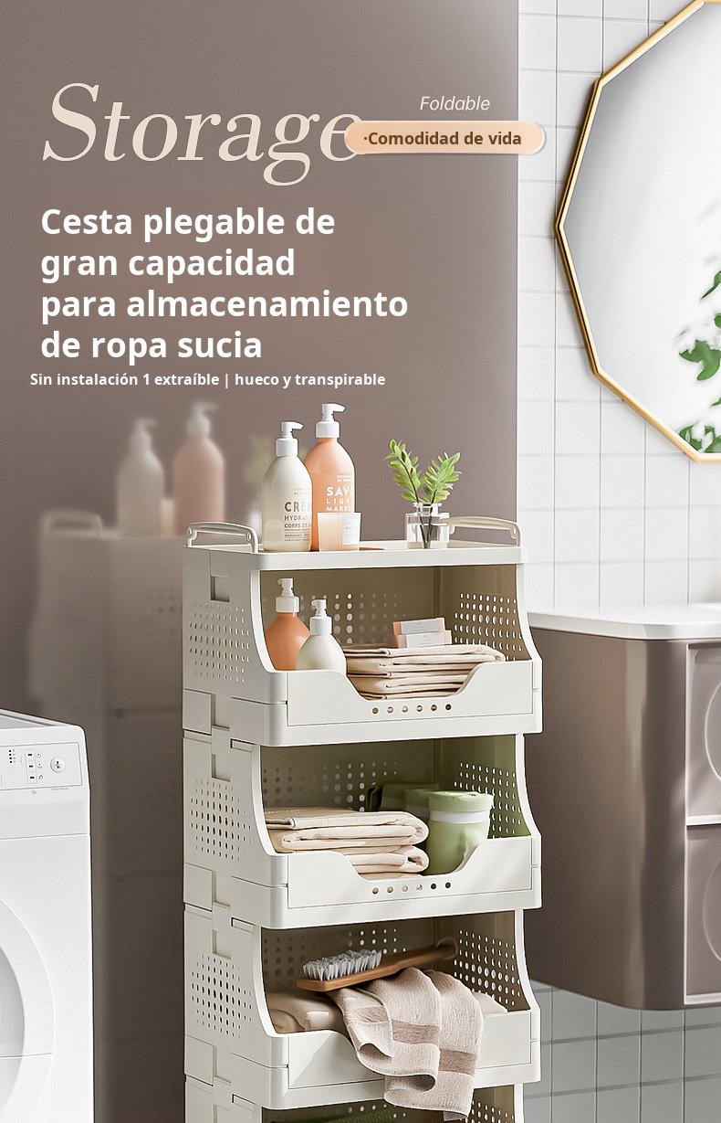 Cesta plegable para ropa sucia de gran capacidad