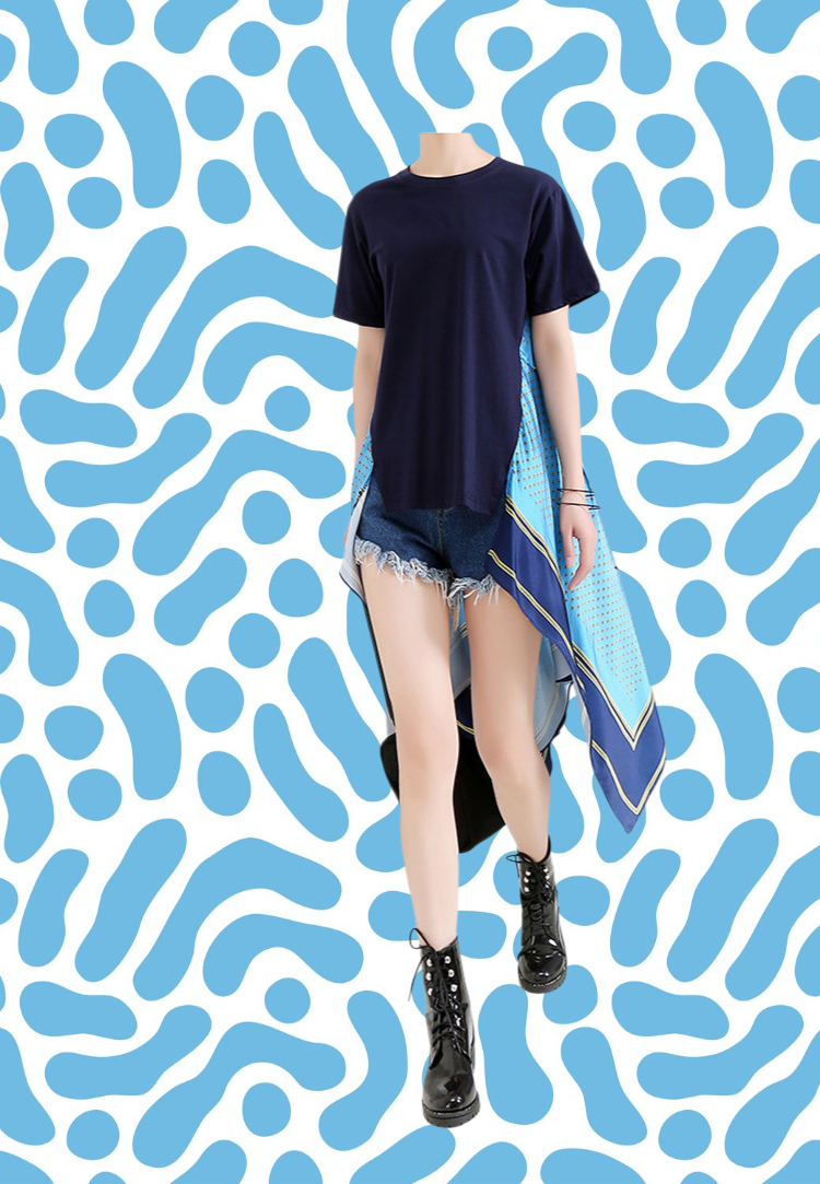 燕尾スタイルのスクエアヘムトップス