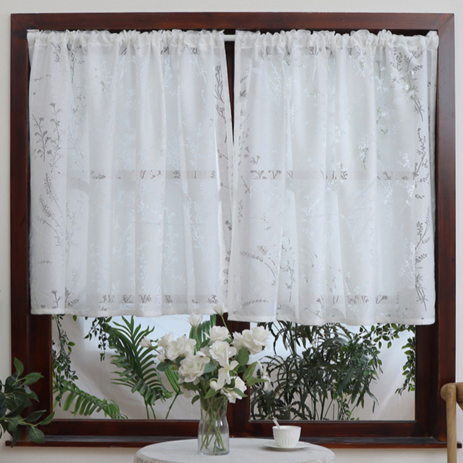 Pastorale amerikanische Lavendelblumenvorhänge Fenstervorhänge Französische weiße Spitze Wohnzimmer 