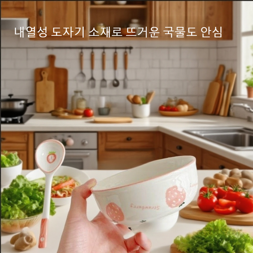 뚜껑과 손잡이 두 개가 달린 귀여운 세라믹 그릇