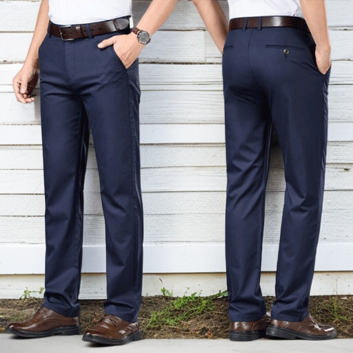 お父さんのカジュアルパンツ 通気性の良いズボン メンズ 春 夏 秋の生地 四方ゴム ハイウエスト 中高年のカジュアルパンツ