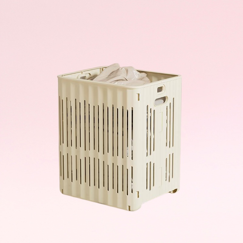 ตะกร้าผ้าสกปรกพับได้ ตะกร้าเก็บเสื้อผ้าแบบมีล้อ