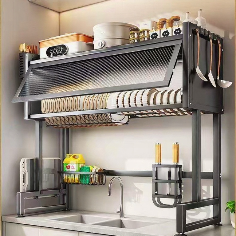 주방 싱크대 물빠짐 3단 식기 정리 선반