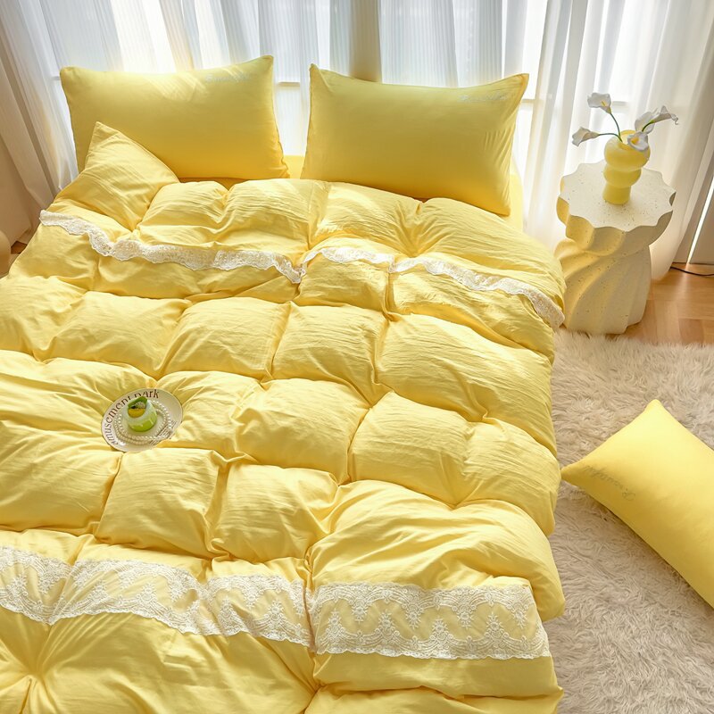 A류 워싱 면 이중사 주름 면 레이스 레이스 4종 세트