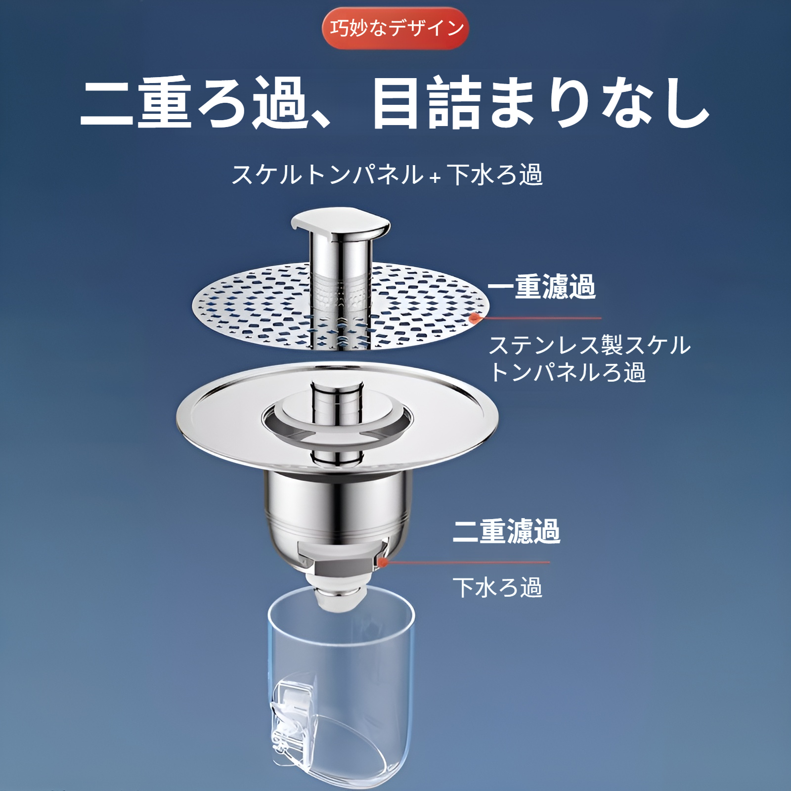洗面台と洗面ボウル用のユニバーサルバウンスコア水栓、プッシュ式防臭、目詰まり防止、防虫フィルター