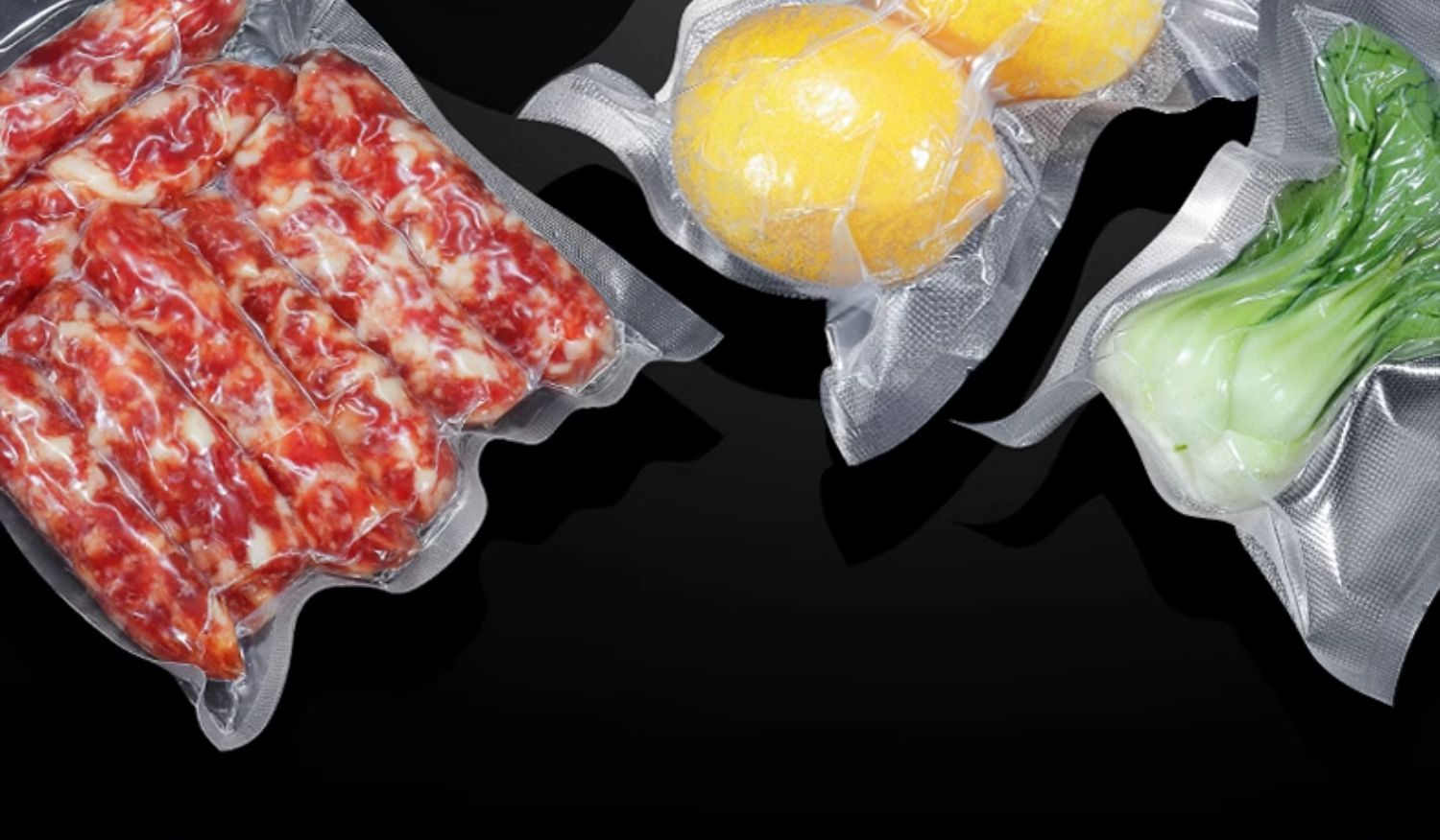 진공 밀봉기를 사용한 식품 포장 예시