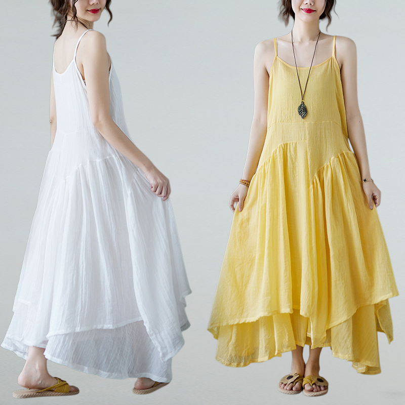 봄 여름 불규칙 오버 스커트 스트랩 스커트