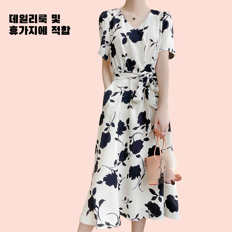 여름 신상 패턴 반팔 드레스