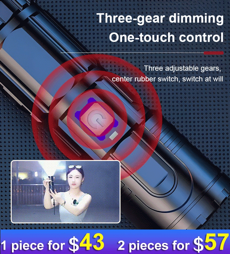 White Laser Telescopic Zoom Flashlight
