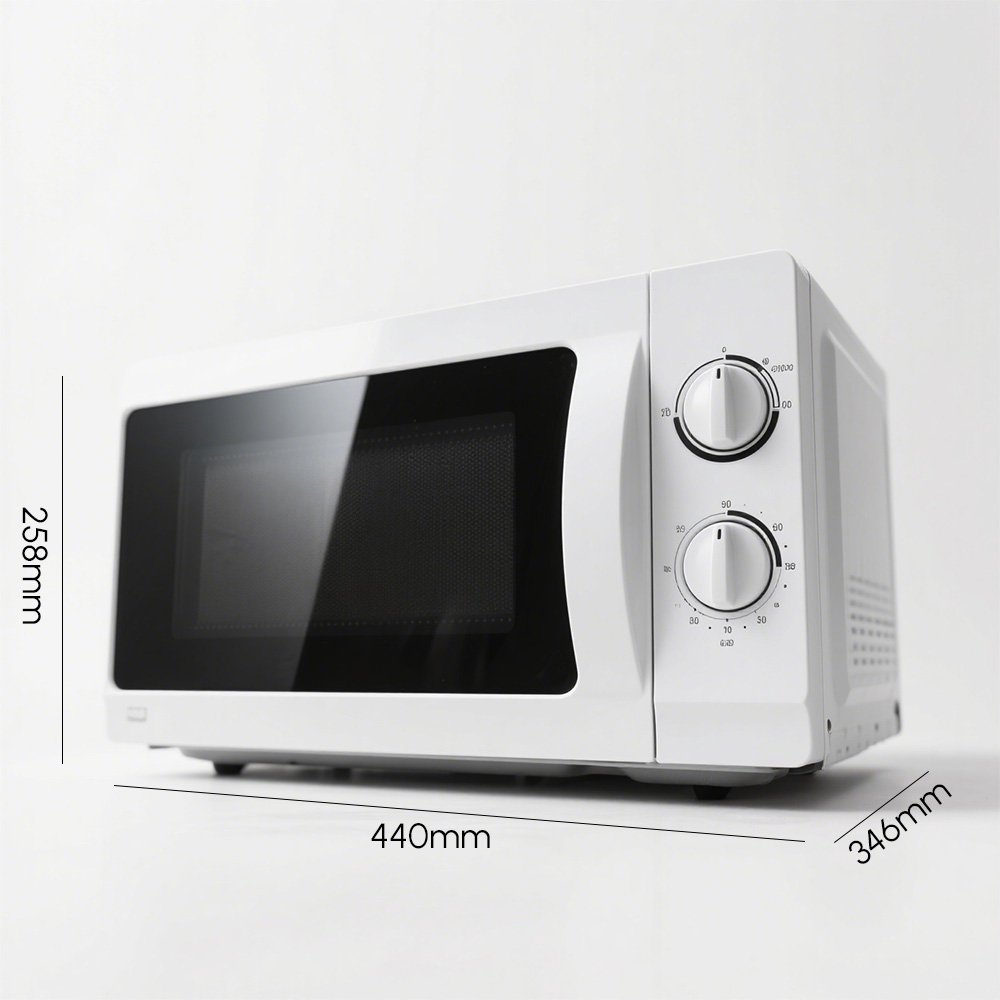 Cuptor cu microunde alb, ușor de utilizat, în bucătărie