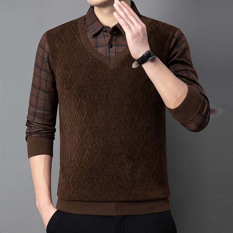 기모 도톰 페이크 레이어드 니트 스웨터