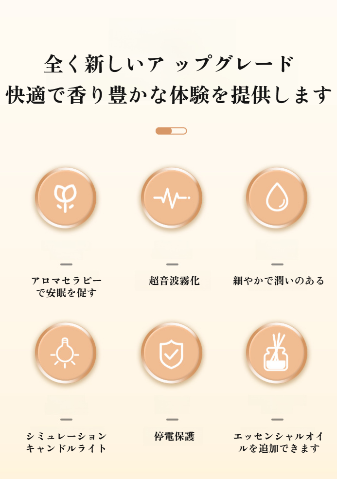 LEDライト搭載おしゃれアロマディフューザー