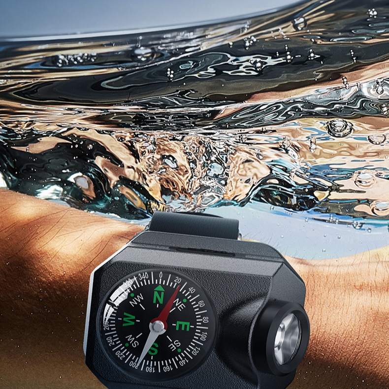 방수 롱래쉬 멀티워치 랜턴 전술 아웃도어 캠핑 서바이벌 등산 런닝 램프 화이트 레이저 밴드 온도계 다기능 방수 롱런 시계