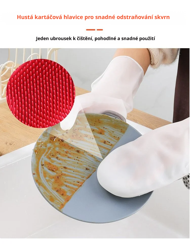 Rukavice na mytí nádobí chrání ruce před chemikáliemi