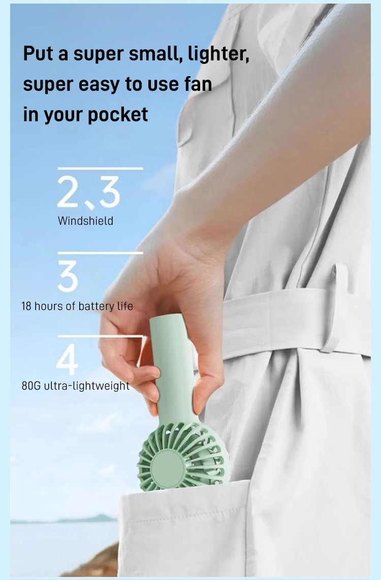 Strong airflow mini fan for travel